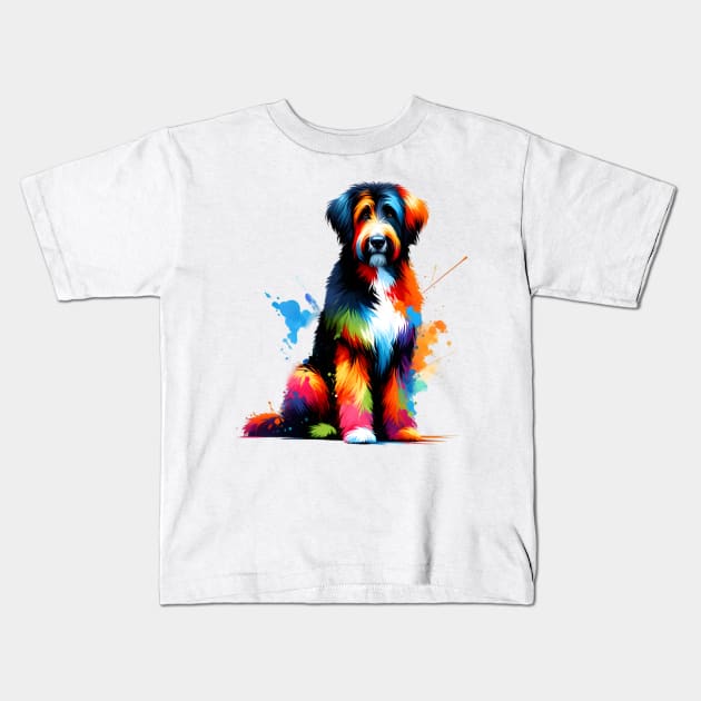 Colorful Abstract Berger Picard in Splash Art Style Kids T-Shirt by ArtRUs